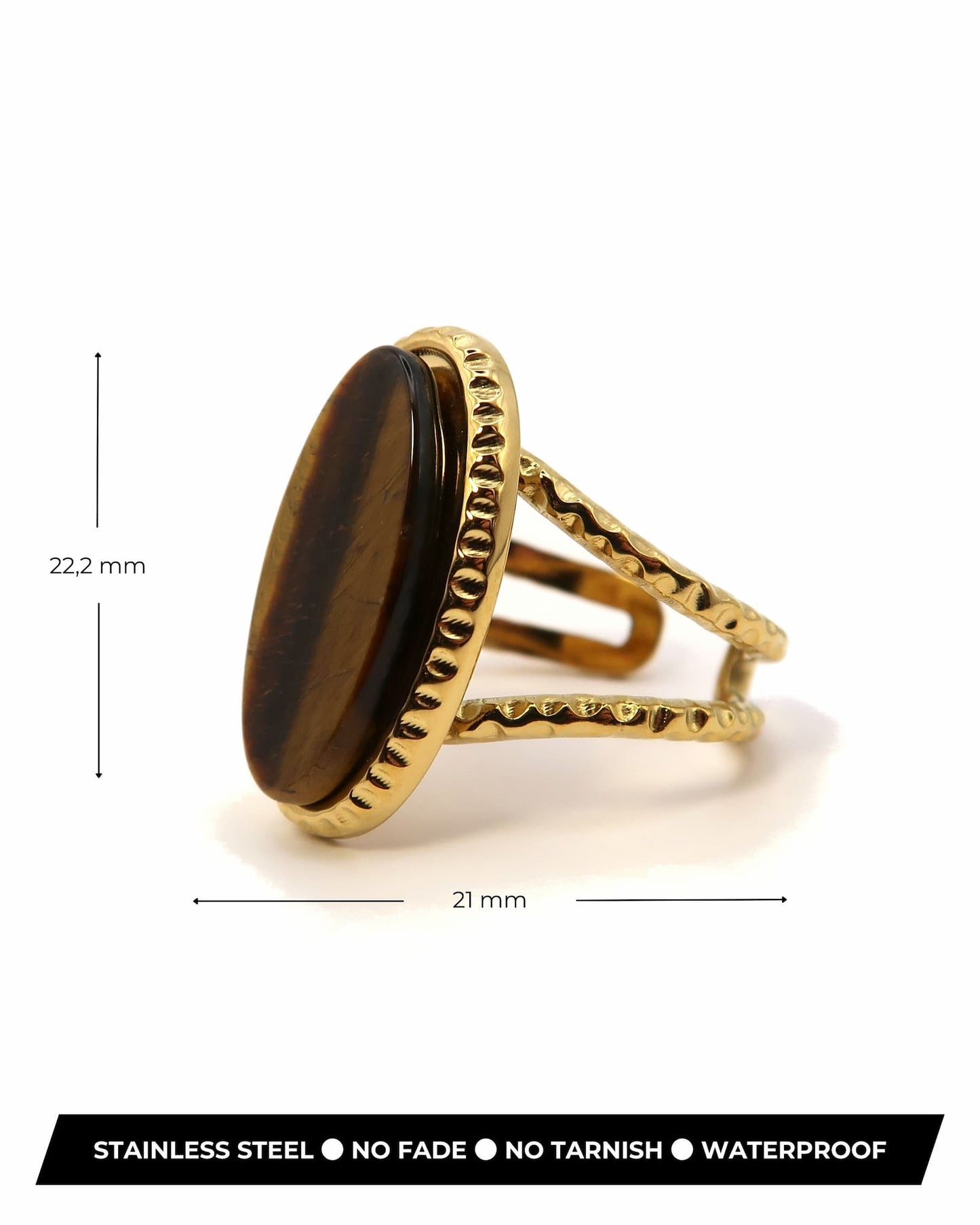 YARA - Boho Statement Ring mit Braunem Naturstein