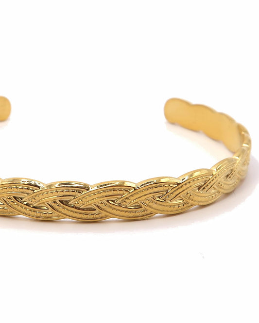 PHILOMENA - Geflochtener Goldener Edelstahl Armreif