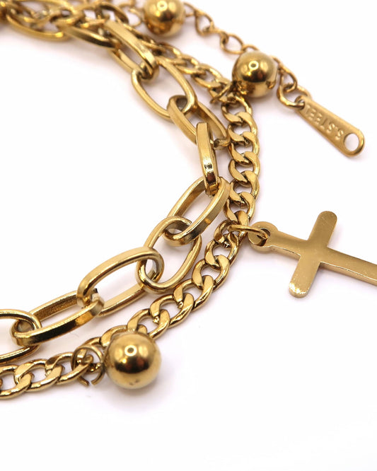 ROCIO - Edelstahl Kreuz Doppelarmband