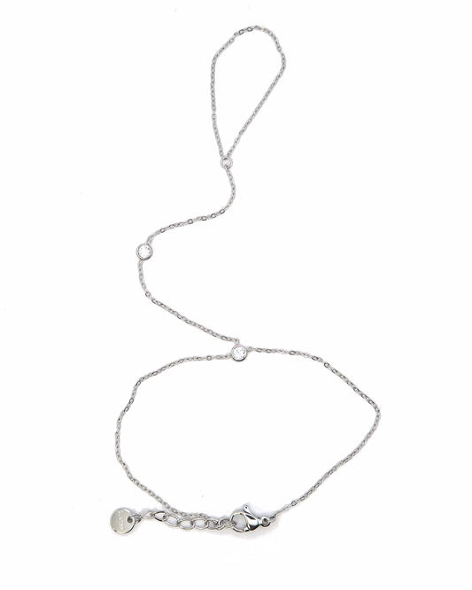 OANA - Minimalistische Edelstahl Handkette mit Zirkonen
