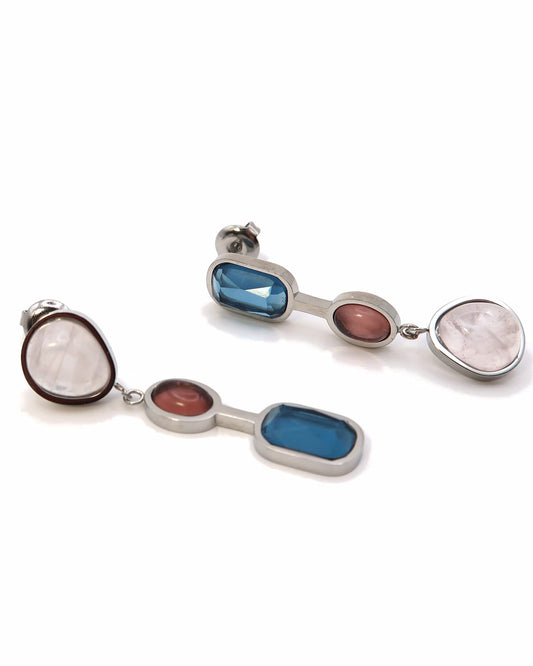 AMAYA - Geometrische Edelstahl Ohrringe mit Naturstein