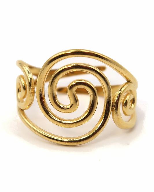 KIRSHA - Goldener Edelstahl Spiral Ring