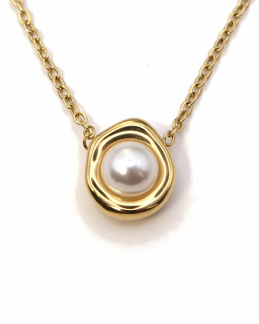 CARA - Minimalistische Halskette mit Weißer Perle