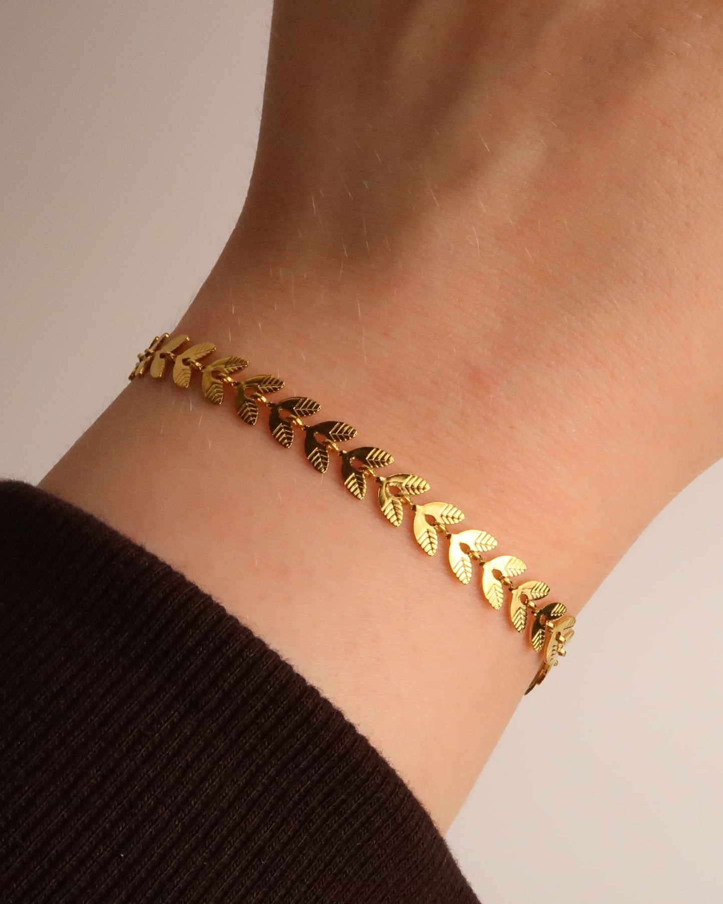 LIVIA - Edelstahl Lorbeerkranz Blatt Armband