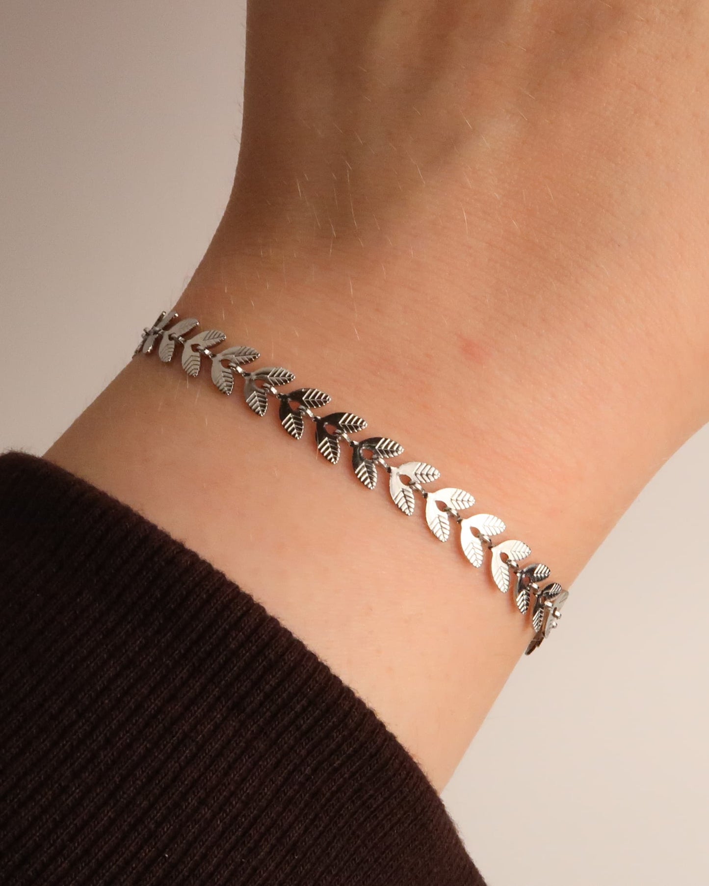 LIVIA - Edelstahl Lorbeerkranz Blatt Armband