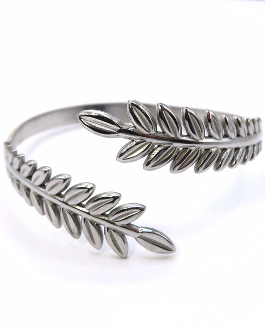 AURELIA - Edelstahl Lorbeerkranz Blatt Armreif
