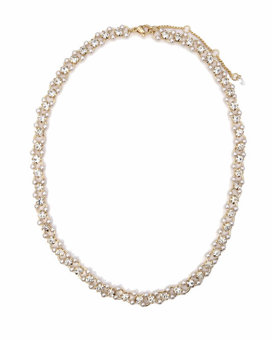 AZALEA - 18K vergoldeter Choker mit Zirkonen und Perlen