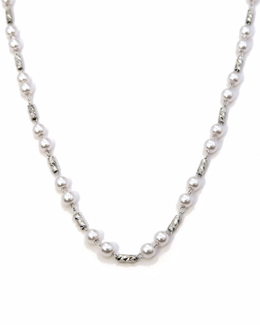 MAYA - 18K Vergoldete Halskette mit Weißen Perlen