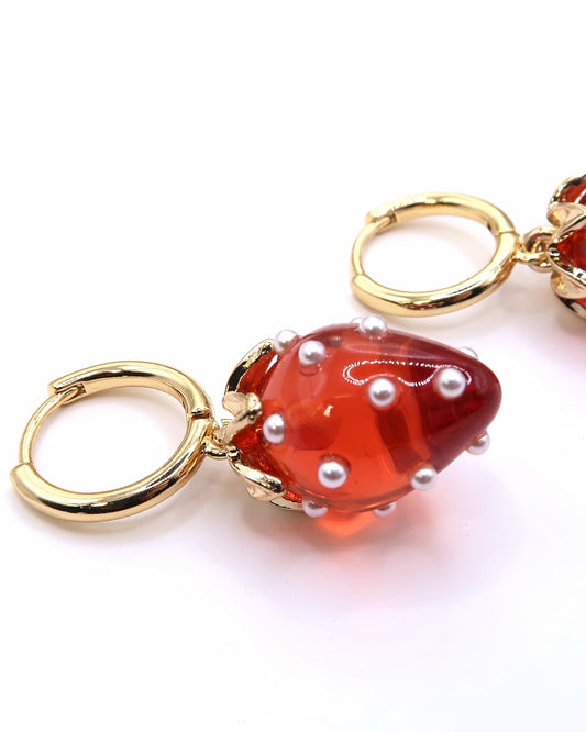 JUNE - 18K Vergoldete Erdbeer Ohrringe