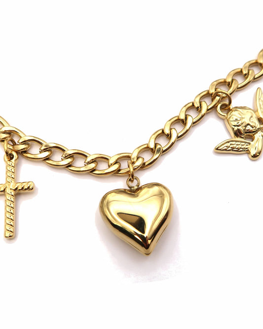 Eden - Goldene Edelstahl Charm Halskette