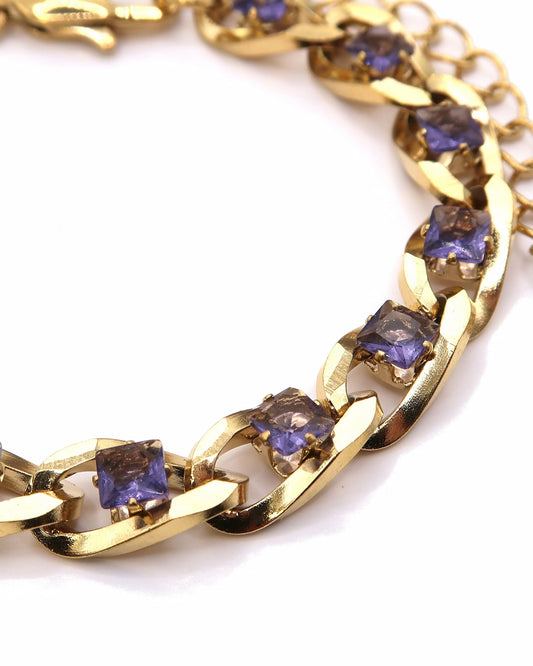 ZIYA - Goldenes Edelstahl Armband mit Lila Zirkonia