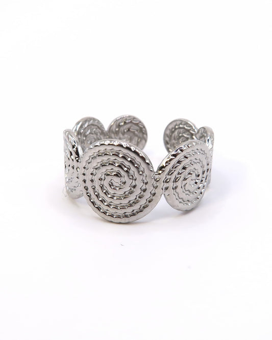 INYA - Boho Statement Ring mit Spiralstruktur