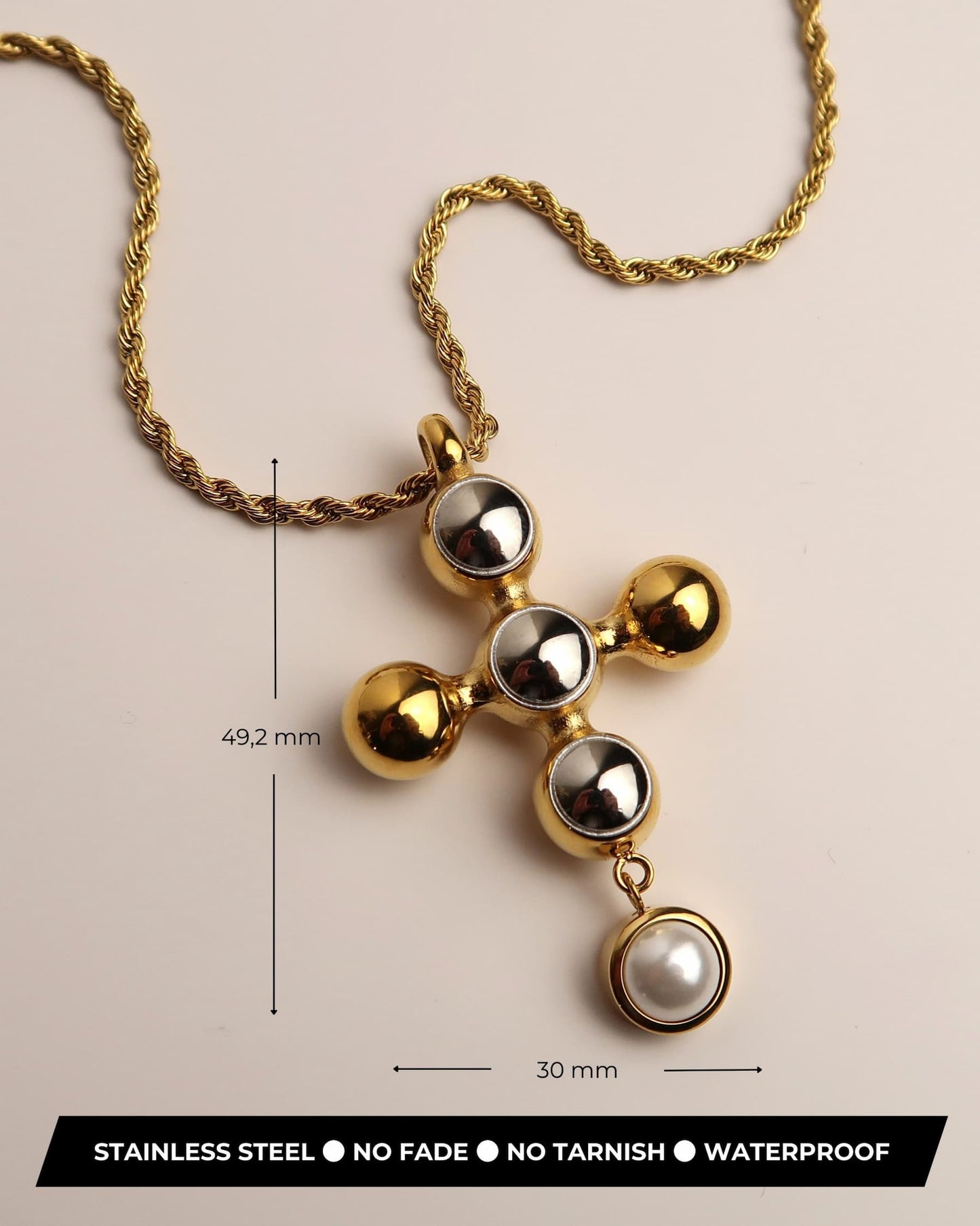 ELITA - Mixed Metal Statement Kreuz Halskette