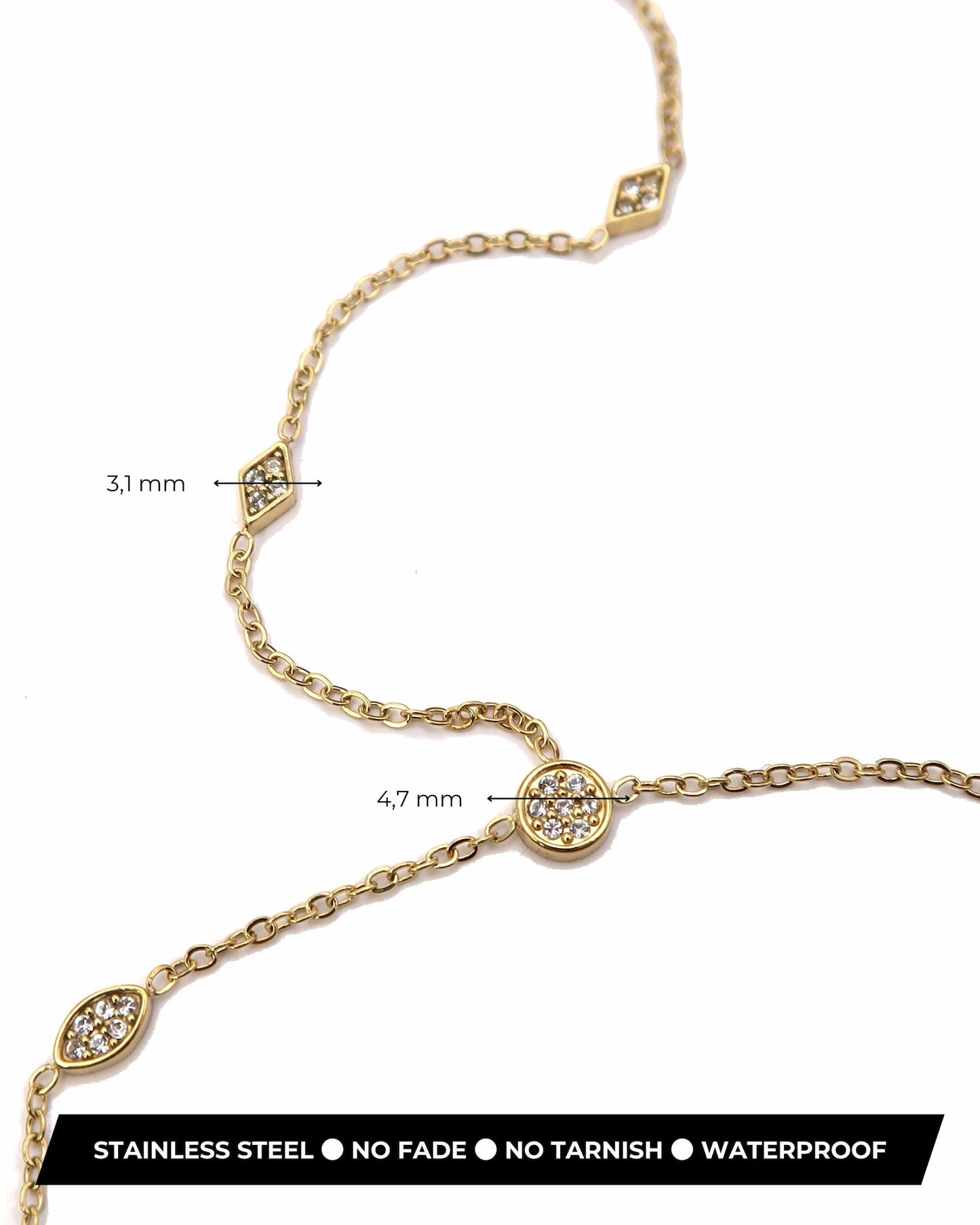 ERIDA - Edelstahl Handkette mit Zirkonen