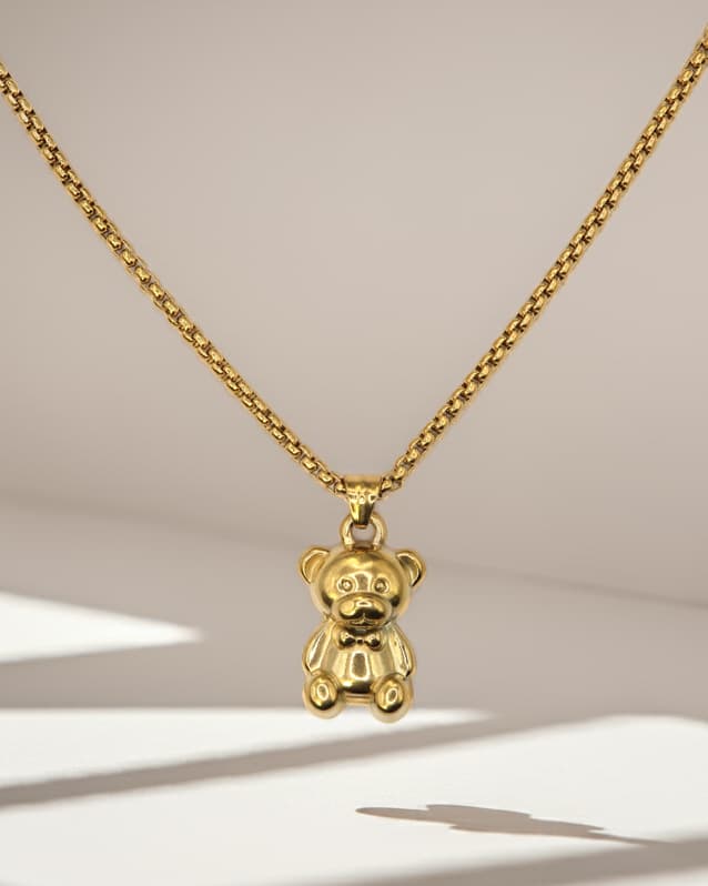 NUNA - Edelstahl Teddybär Halskette