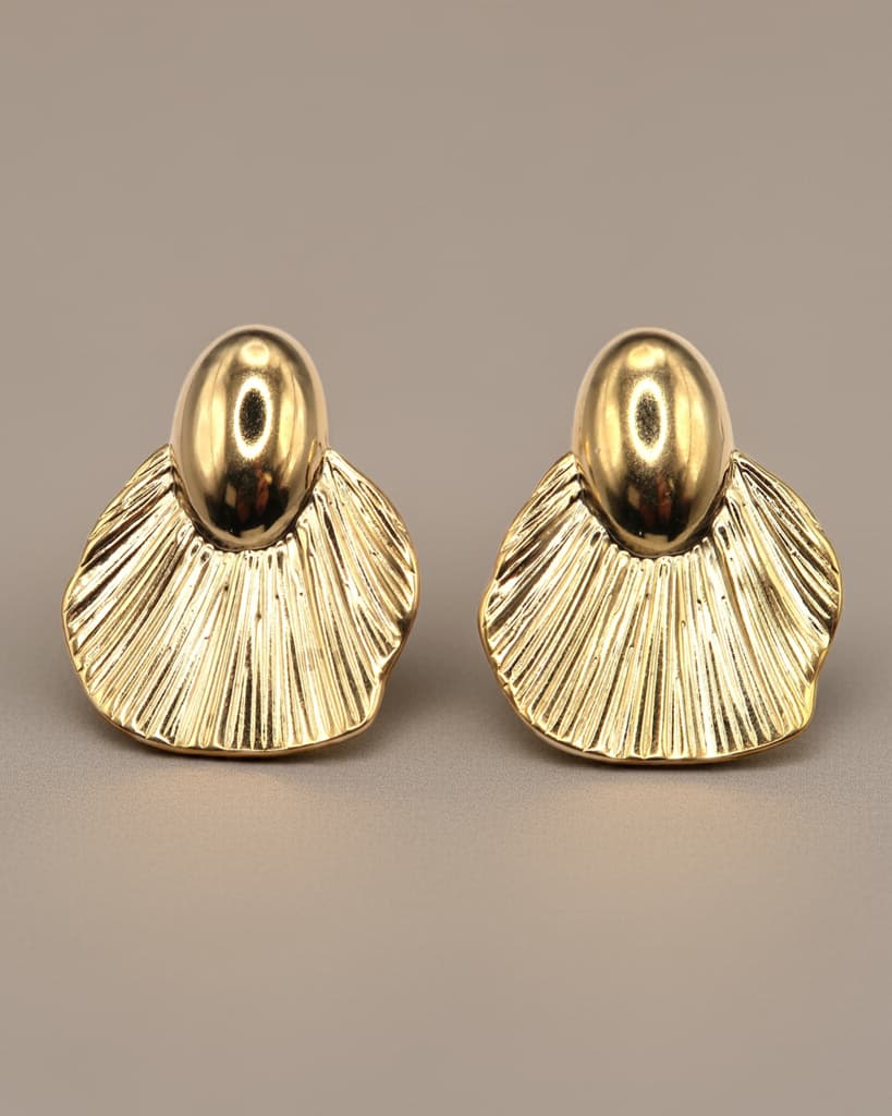 OANA - Golden Statement Shell Earrings