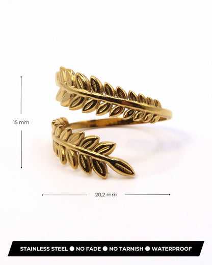 AURELIA - Edelstahl Lorbeerkranz Blatt Ring