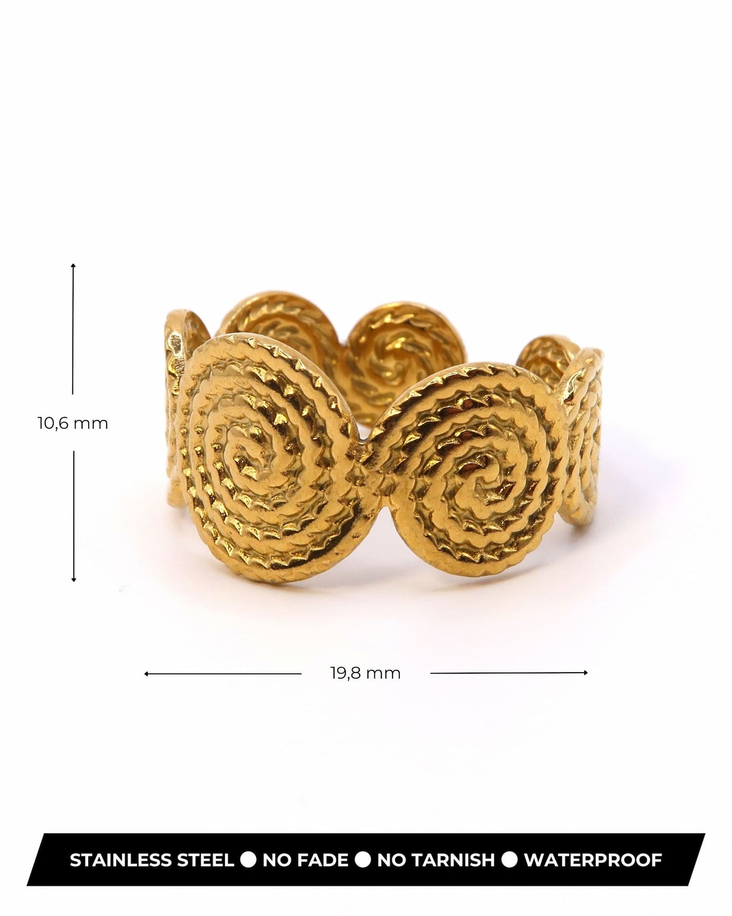 INYA - Boho Statement Ring mit Spiralstruktur