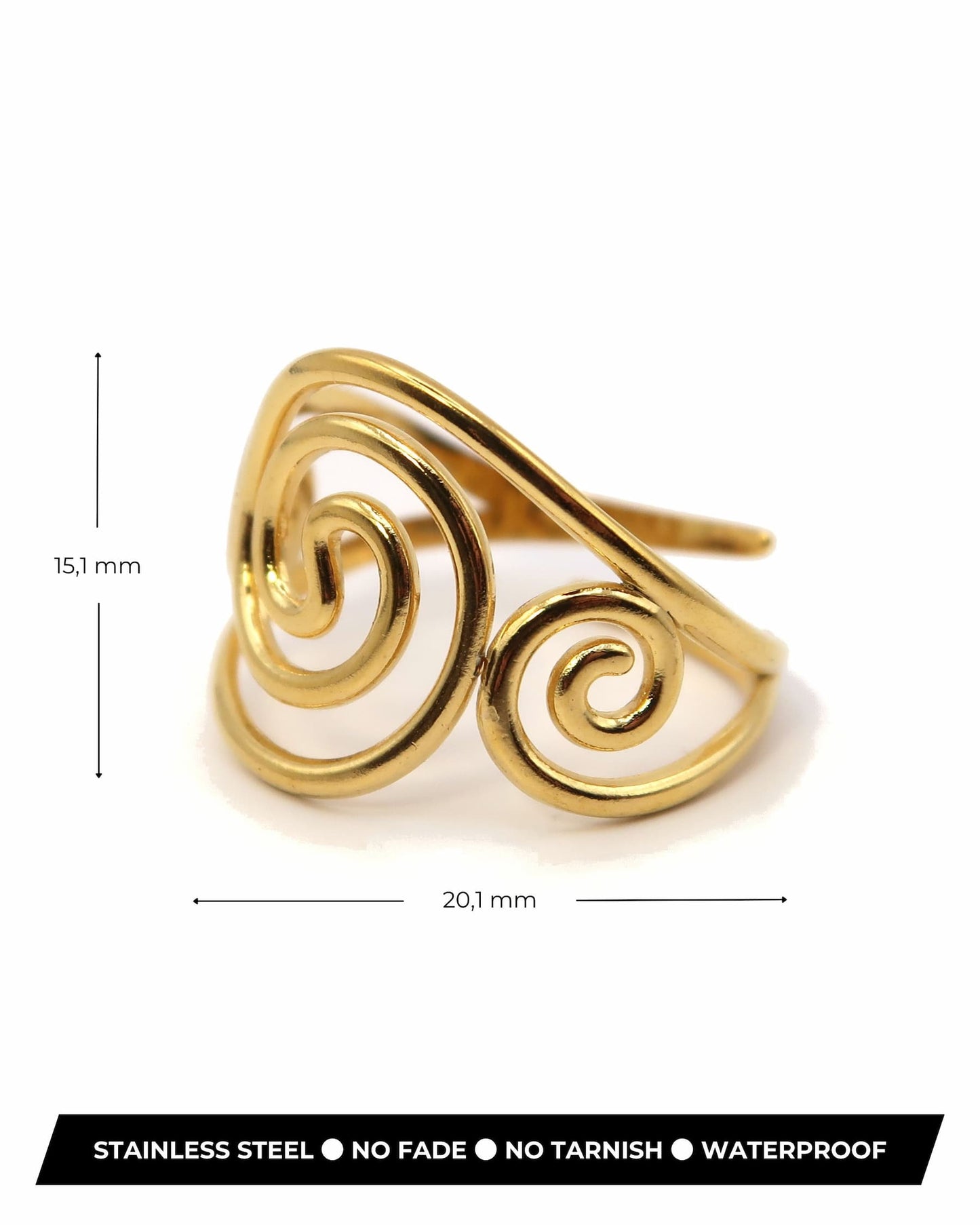 KIRSHA - Goldener Edelstahl Spiral Ring