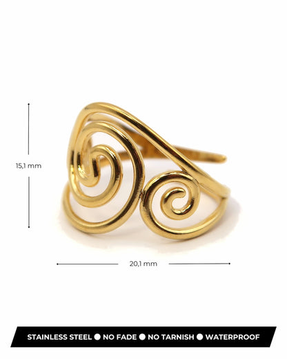 KIRSHA - Goldener Edelstahl Spiral Ring