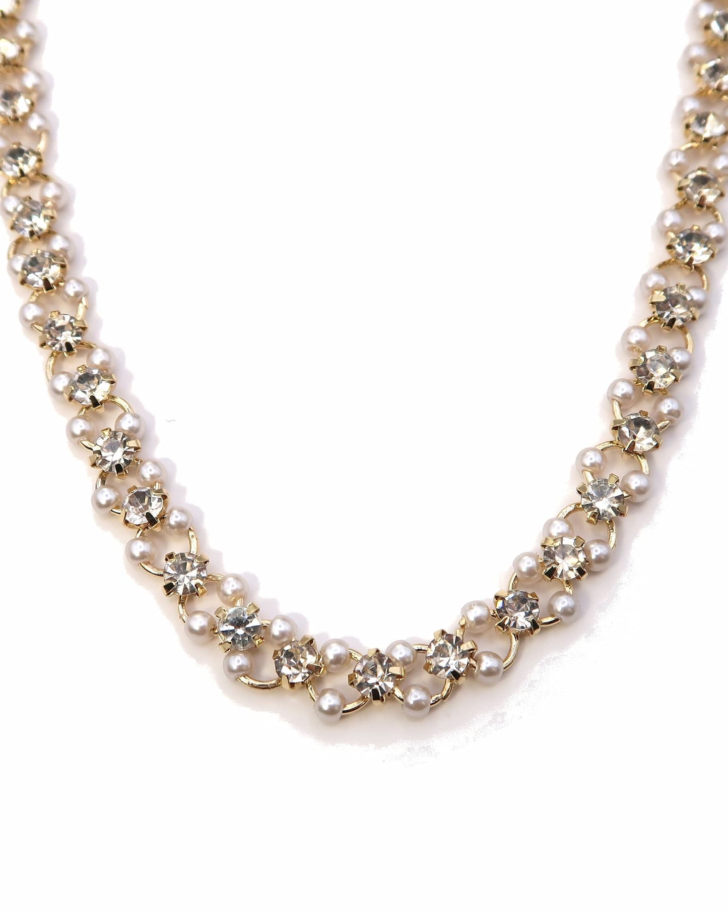 AZALEA - 18K vergoldeter Choker mit Zirkonen und Perlen