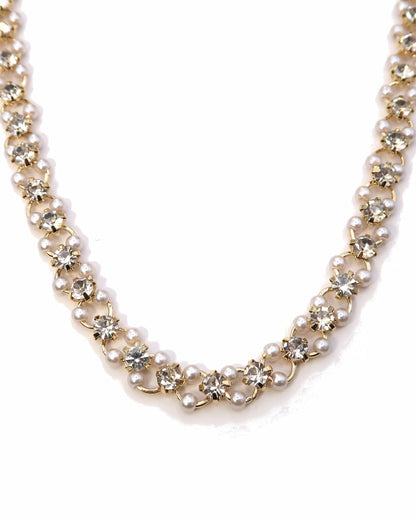 AZALEA - 18K vergoldeter Choker mit Zirkonen und Perlen