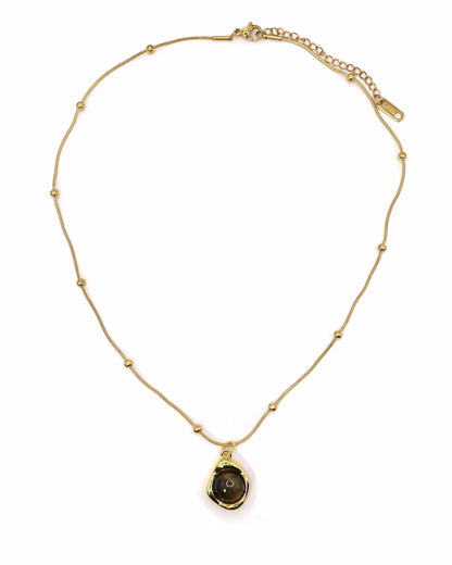 MYAH - Goldene Edelstahlkette mit Tigerauge-Anhänger