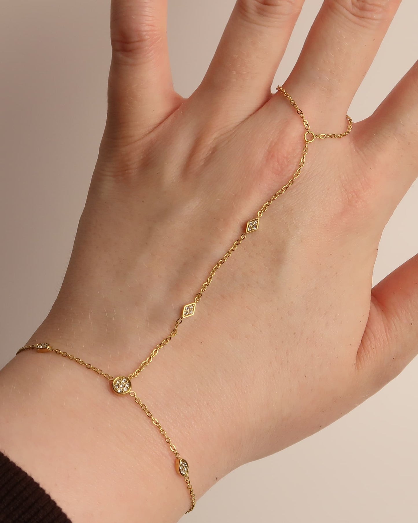 ERIDA - Edelstahl Handkette mit Zirkonen