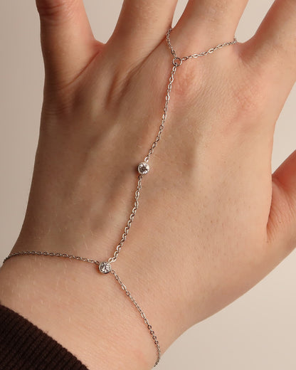OANA - Minimalistische Edelstahl Handkette mit Zirkonen