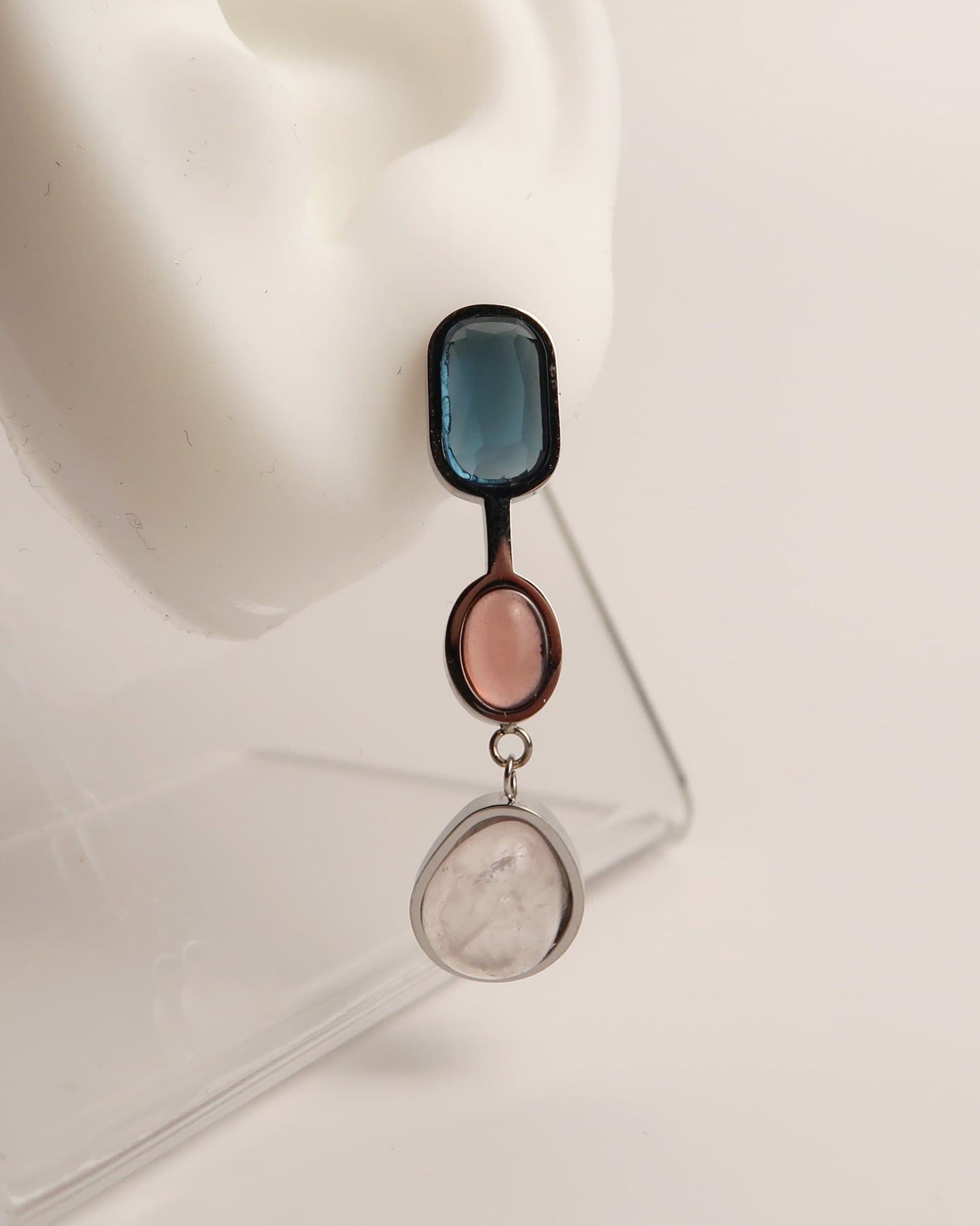 AMAYA - Geometrische Edelstahl Ohrringe mit Naturstein