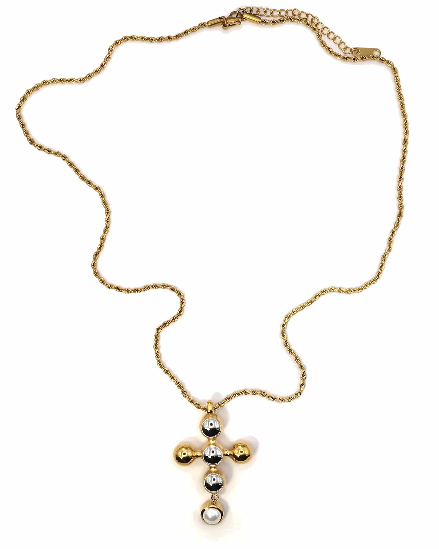 ELITA - Mixed Metal Statement Kreuz Halskette