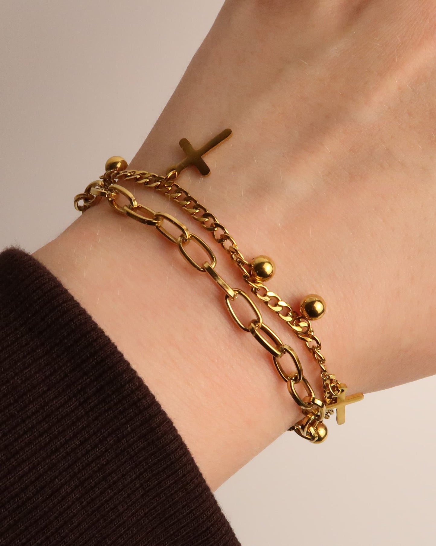 ROCIO - Edelstahl Kreuz Doppelarmband