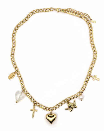 Eden - Goldene Edelstahl Charm Halskette