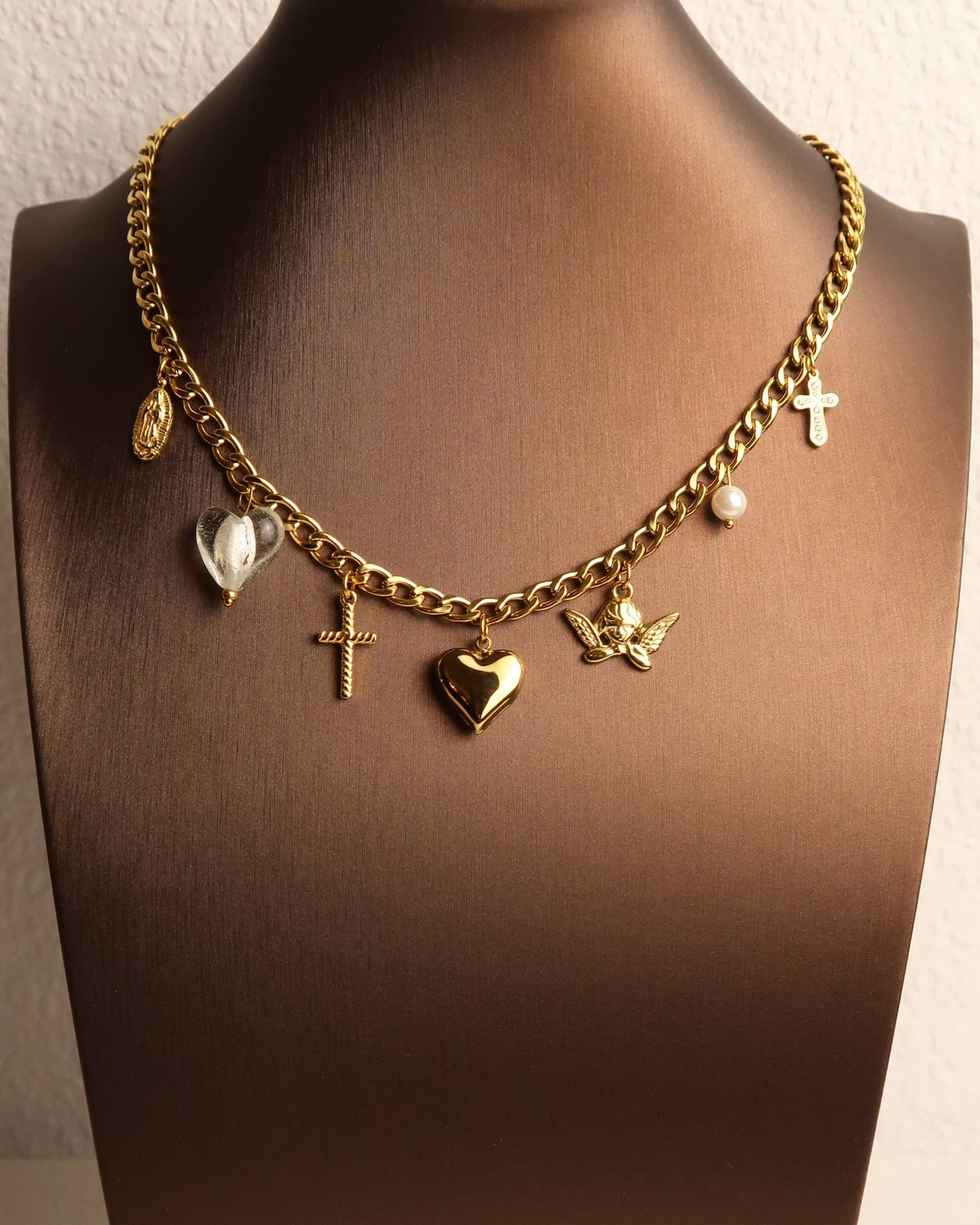 Eden - Goldene Edelstahl Charm Halskette