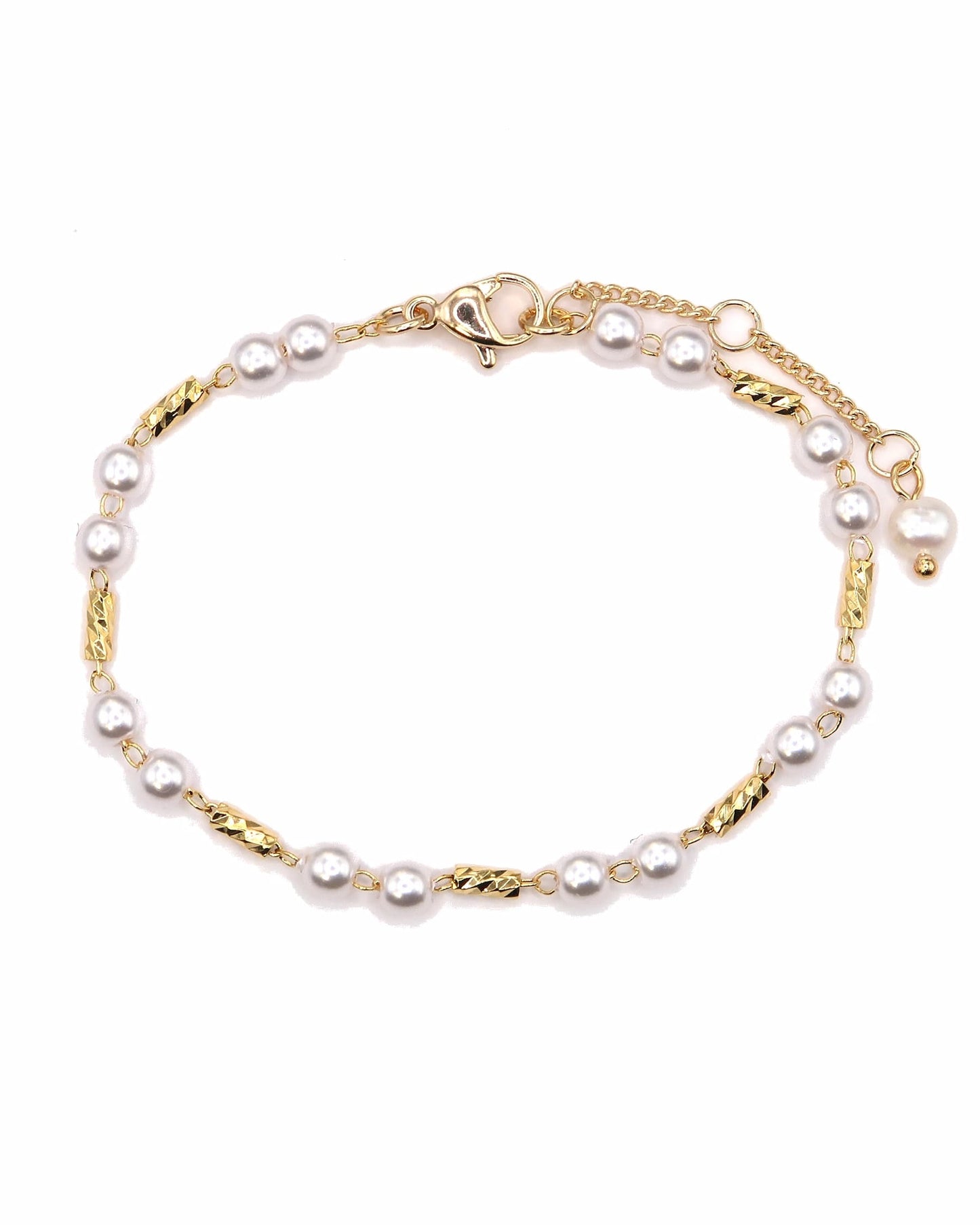 MAYA - 18K Vergoldetes Armband mit Weißen Perlen