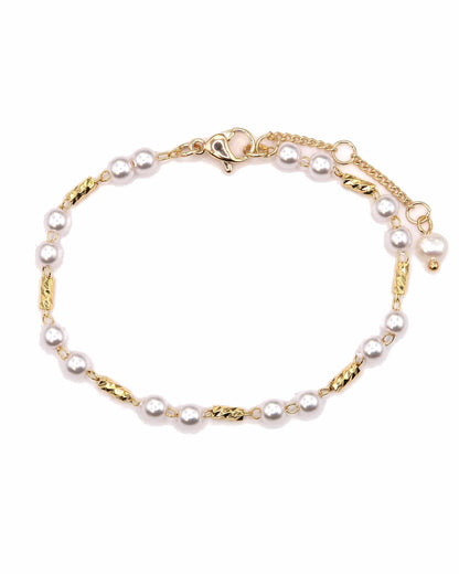 MAYA - 18K Vergoldetes Armband mit Weißen Perlen