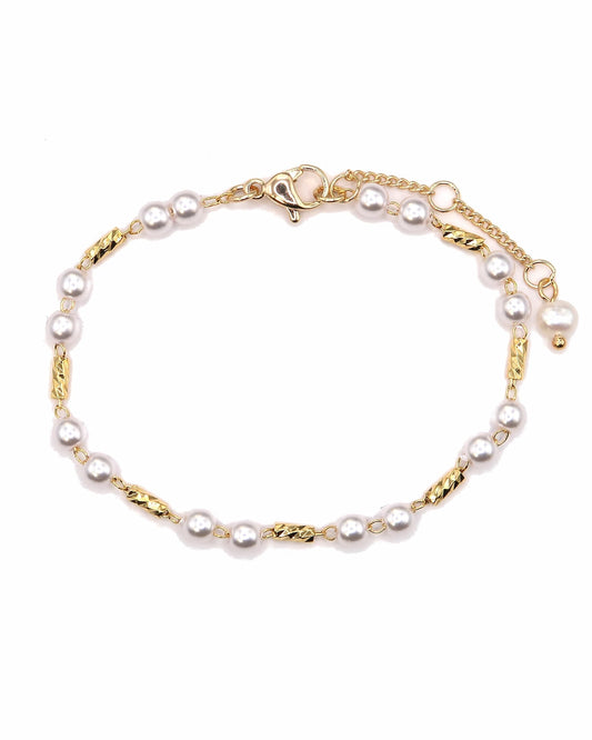 MAYA - 18K Vergoldetes Armband mit Weißen Perlen