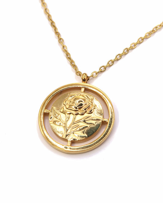 AMARA - Goldene Halskette mit Rosen Anhänger