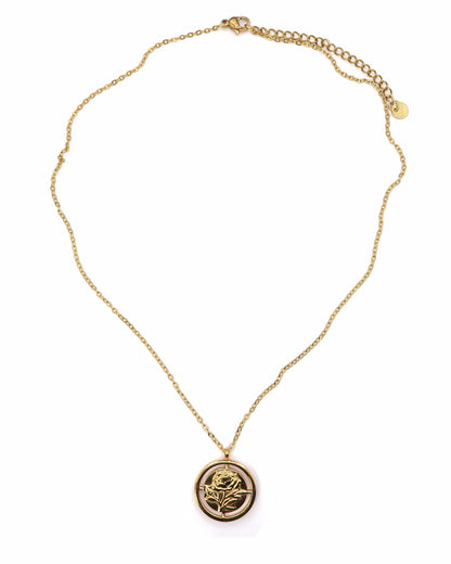 AMARA - Goldene Halskette mit Rosen Anhänger