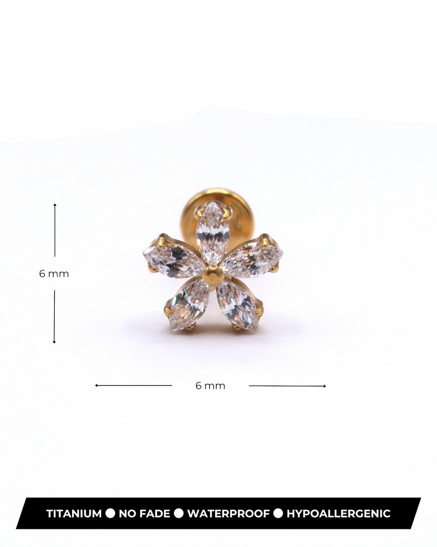 ARA - Titan Helix Piercing mit Zirkon Blume und Innengewinde