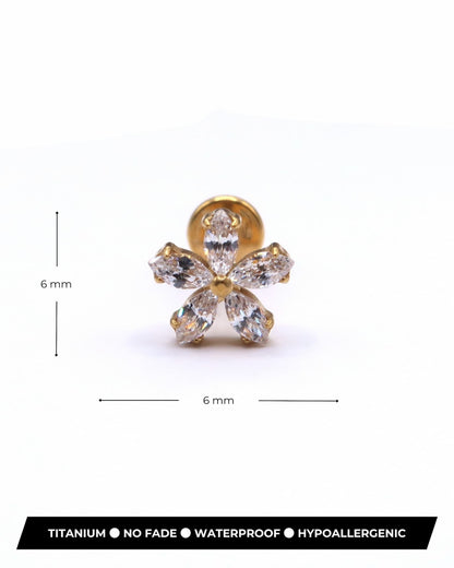 ARA - Titan Helix Piercing mit Zirkon Blume und Innengewinde