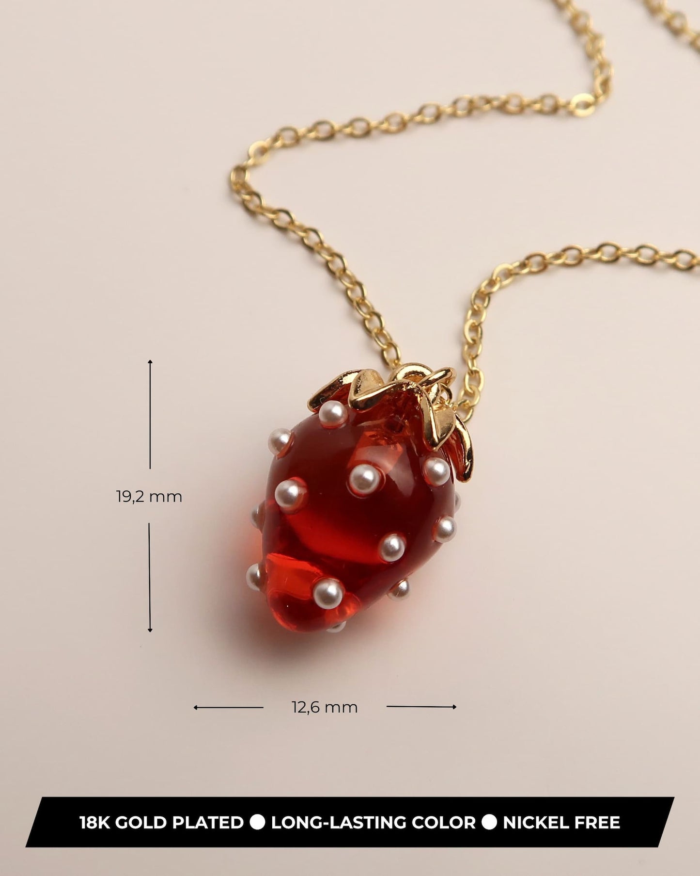 JUNE - 18K Vergoldete Erdbeer Halskette