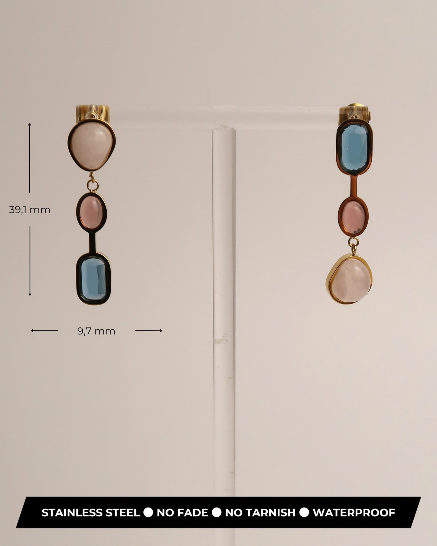 AMAYA - Geometrische Edelstahl Ohrringe mit Naturstein