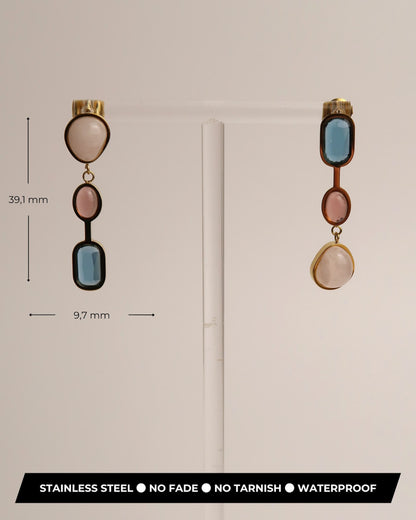 AMAYA - Geometrische Edelstahl Ohrringe mit Naturstein