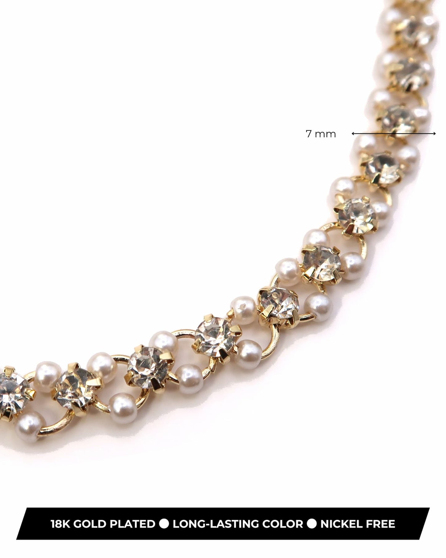 AZALEA - 18K vergoldeter Choker mit Zirkonen und Perlen