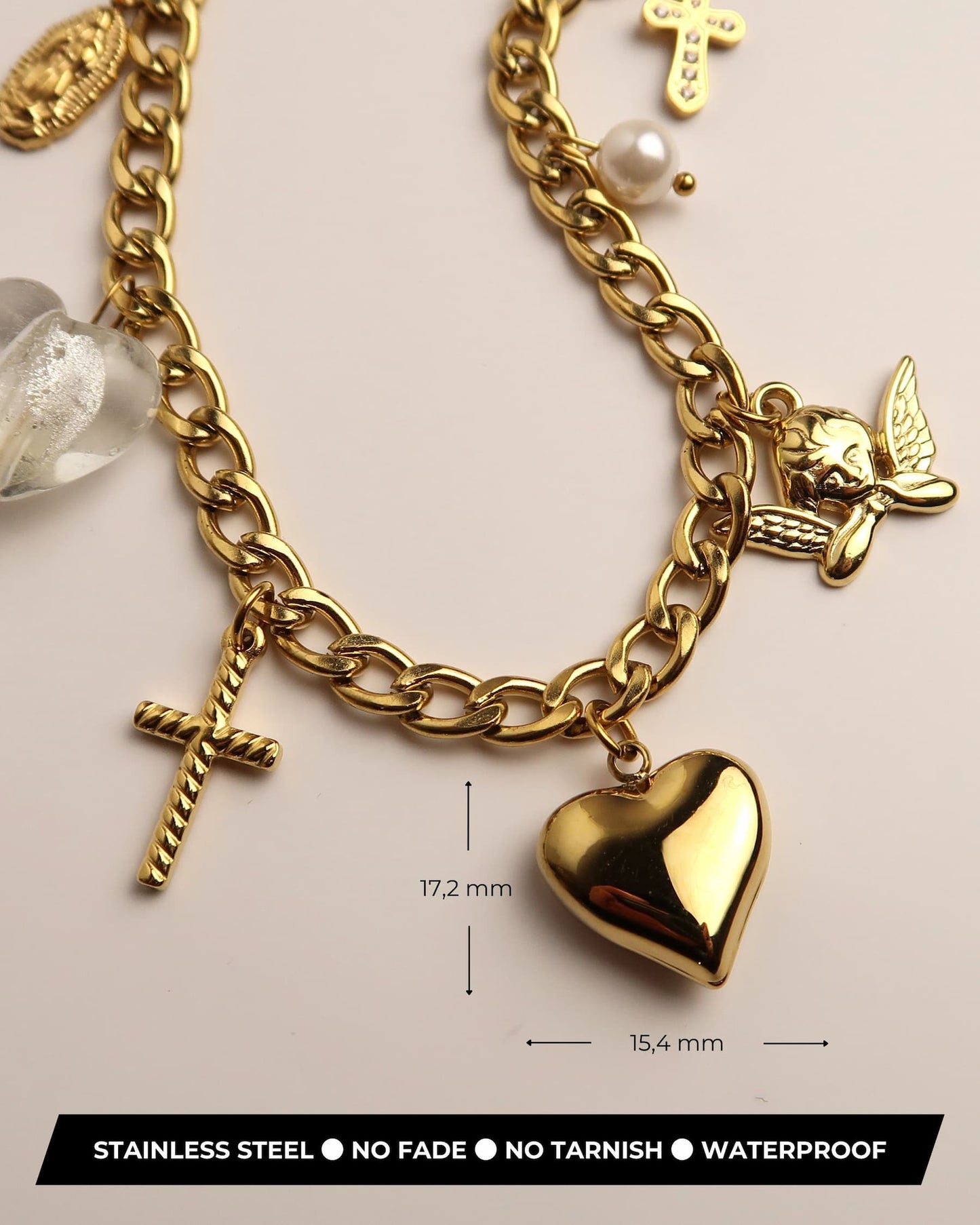 Eden - Goldene Edelstahl Charm Halskette