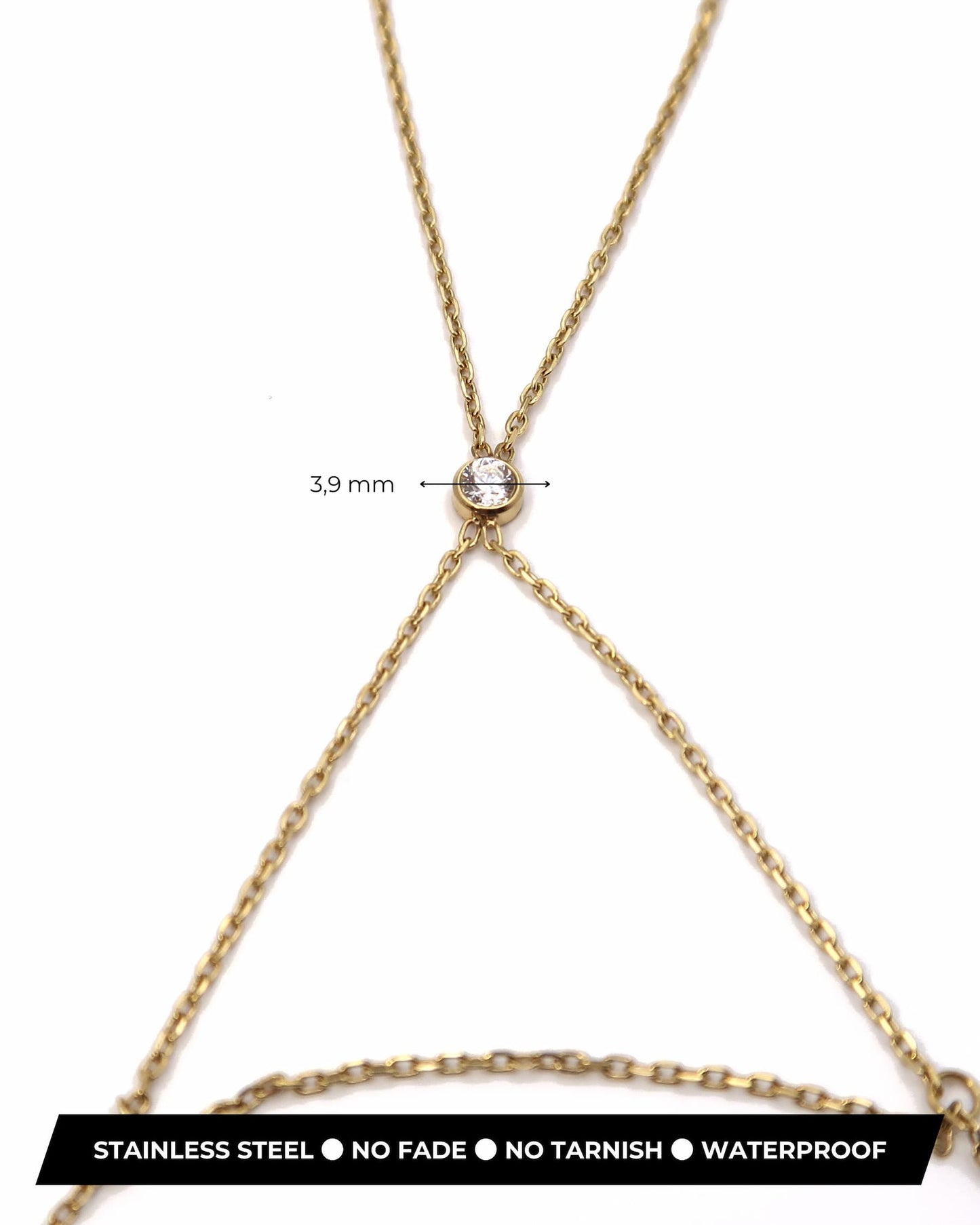 SANNI - Zierliche X-Design Handkette mit Zirkon