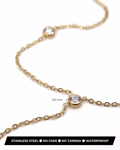 OANA - Minimalistische Edelstahl Handkette mit Zirkonen