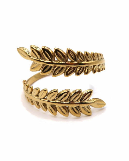 AURELIA - Edelstahl Lorbeerkranz Blatt Ring