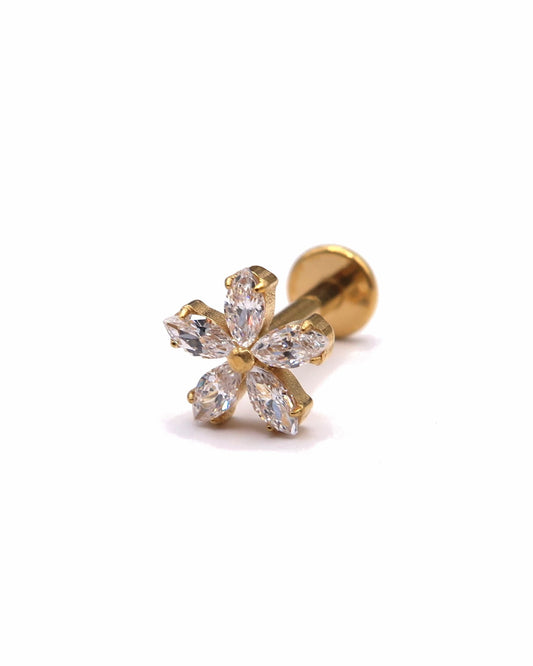 ARA - Titan Helix Piercing mit Zirkon Blume und Innengewinde